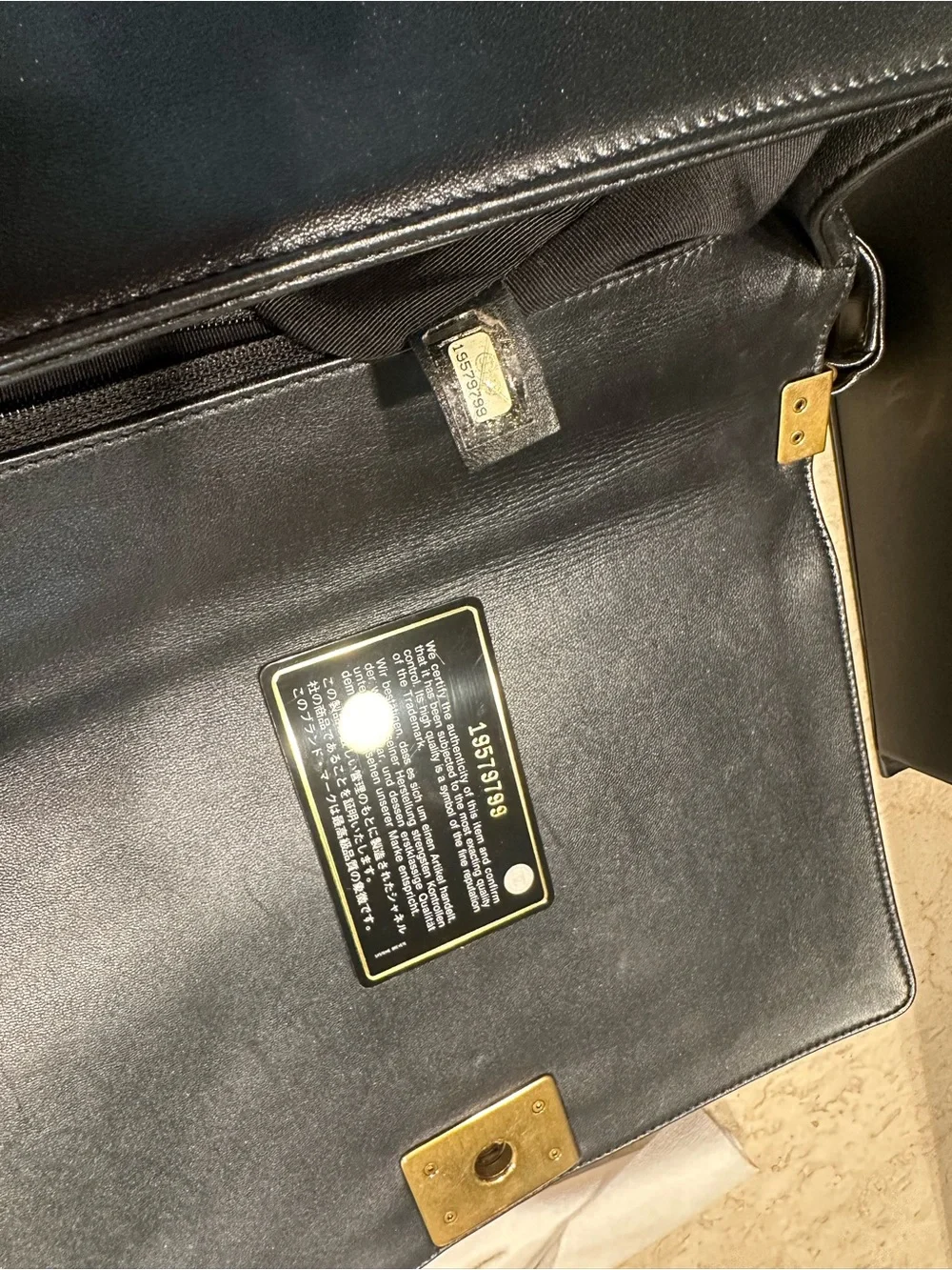CHANEL Black Quilted Boy Shoulder Bag with Gold Hardware